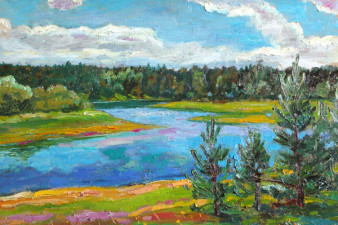 На реке Сухоне. 2006. Холст, масло. 59х87